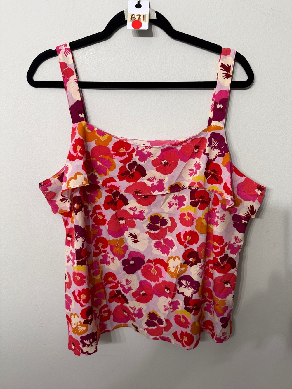 Women’s Cabi Floral Ruffle Tank Blouse Size XL